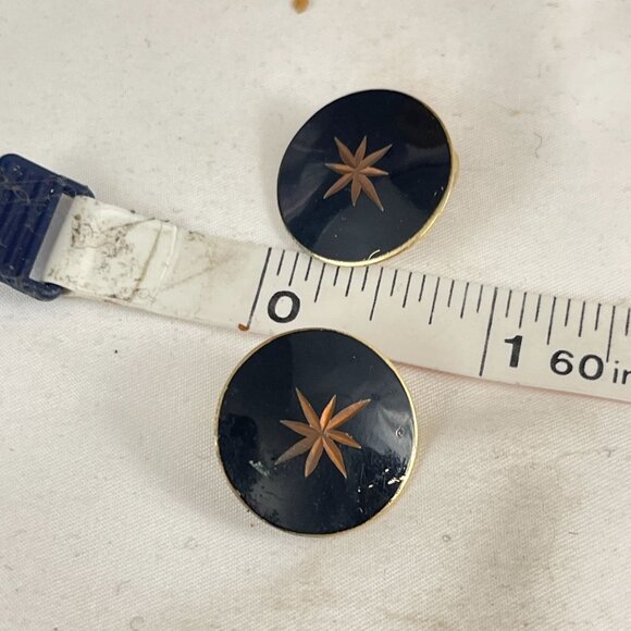 Vintage Black & Gold Starburst Clip-On Earrings Retro 90s 80s - Picture 7 of 7
